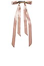 view 2 of 2 Long Tail Ribbon Long & Skinny Barrette in Silk Charmeuse Pale Peche