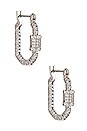 view 1 of 2 Pave Carabiner Hoops in Silver