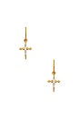 view 1 of 2 Pave Mini Cross Hoops in Gold