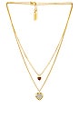 view 1 of 2 X For Love & Lemons Double Heart Charm Necklace in Gold