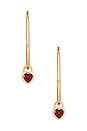 view 3 of 3 X For Love & Lemons Bezel Heart Charm Hoops in Gold