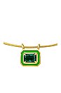 view 2 of 2 Bezel Pendant Necklace in Bright Green & Gold