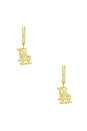view 3 of 3 Mlb Dodgers Logo Charm Hoops in Gold