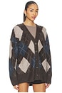 view 2 of 4 Elaria Cardigan in Wood Night Fall & Sand Cream Argyle Brushed