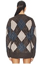 view 3 of 4 Elaria Cardigan in Wood Night Fall & Sand Cream Argyle Brushed