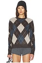 view 1 of 4 JERSEY MARGY in Wood Night Fall & Sand Cream Argyle Brushed