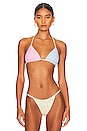 view 1 of 5 Balmy Reversible Bikini Top in Pastel Stripes