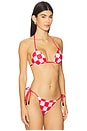 view 2 of 4 x Cherry Coke Balmy Bikini Top in Cherry Checker
