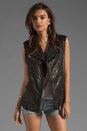 view 1 of 5 Frederica Distressed Leather Vest in Black