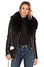 view 1 of 5 Yoana Leather Jacket With Fur Trim in Black