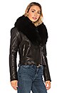 view 3 of 5 Yoana Leather Jacket With Fur Trim in Black