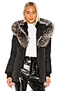 view 1 of 5 Adali Jacket With Fox Fur Collar in Black With Silver Fox Fur