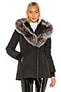 view 2 of 5 Adali Jacket With Fox Fur Collar in Black With Silver Fox Fur