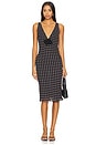 view 1 of 4 Kelly Midi Dress in Black & Beige Dot