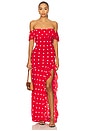 view 1 of 3 Deanna Gown in Cherry Red Polka Dot