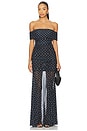 view 1 of 3 Lena Gown in Dark Navy & Cream Dot