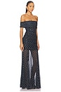 view 2 of 3 Lena Gown in Dark Navy & Cream Dot