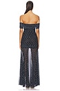 view 3 of 3 Lena Gown in Dark Navy & Cream Dot
