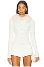 view 1 of 4 Cici Faux Fur Collar Cardigan in Ivory