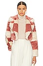 view 1 of 4 Annie Cropped Faux Fur Jacket in Dusty Pink Check