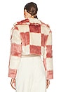 view 3 of 4 Annie Cropped Faux Fur Jacket in Dusty Pink Check