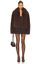 view 4 of 4 Vienna Faux Fur Jacket in Dark Chocolate