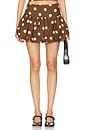 view 1 of 6 Luana Mini Skirt in Brown & Ivory Dot