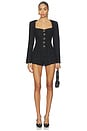 view 1 of 4 Selene Tweed Romper in Black Metallic