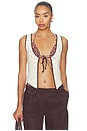 view 1 of 5 Nadyne Tie Front Top in Ivory & Brown