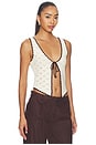 view 2 of 5 Nadyne Tie Front Top in Ivory & Brown