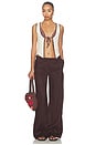 view 4 of 5 Nadyne Tie Front Top in Ivory & Brown