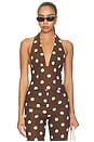view 1 of 4 Cosette Top in Brown & White Polka Dot