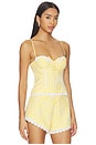 view 2 of 5 Peggy Bustier Top in Yellow & White Check