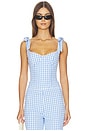 view 1 of 5 Viviana Top in Blue & White Gingham