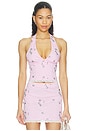 view 1 of 5 Anais Halter Top in Embroidered Pink Stripe