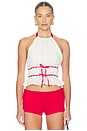 view 1 of 5 Alessia Embroidered Halter Top in White