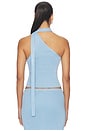view 3 of 5 Kaidyn One Shoulder Flower Embroidered Top in Metallic Blue