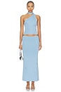 view 4 of 5 Kaidyn One Shoulder Flower Embroidered Top in Metallic Blue