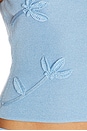 view 5 of 5 Kaidyn One Shoulder Flower Embroidered Top in Metallic Blue