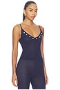 view 2 of 4 Lucassia Textured Embroidered Tank in Navy