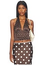 view 1 of 5 Mabel Halter Top in Brown & Cream Polka Dot