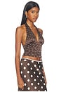 view 2 of 5 Mabel Halter Top in Brown & Cream Polka Dot