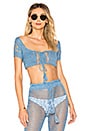 view 1 of 4 TOP CROPPED MAILLE CROCHET HILARY in Dusty Blue