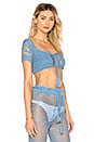 view 2 of 4 TOP CROPPED MAILLE CROCHET HILARY in Dusty Blue