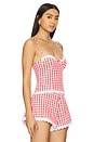 view 2 of 5 Peggy Bustier Top in Red & White Check