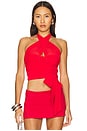 view 1 of 4 Charlize Halter Top in Cherry Red
