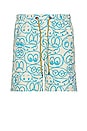 view 1 of 3 Cartoon Eyes Surf Trunk in Blue/Ecru