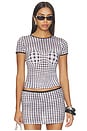 view 1 of 5 Mini Tee in Black & White Warped Plaid