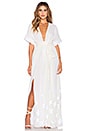 view 1 of 3 Embroidered Slit Maxi Dress in Star Embroidered Chiffon