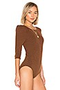 view 3 of 5 Chiara Bodysuit in Black & Brown Stripe